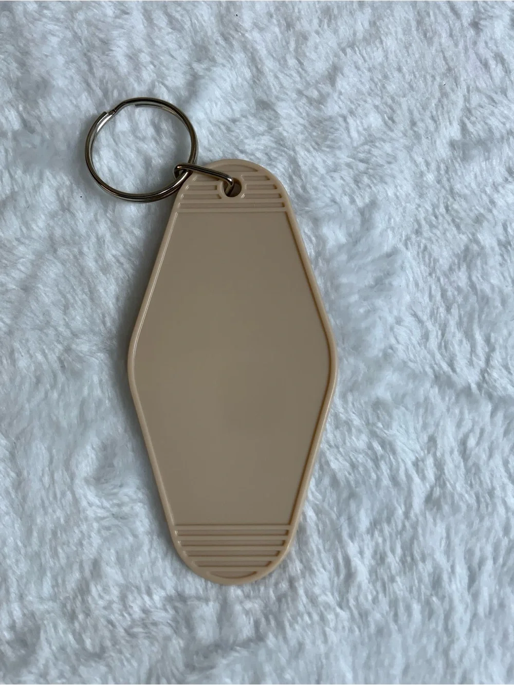 Designer-Inspired Beige and Gold Monogram Keychain